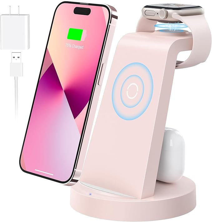 3 in 1 Charging Station for Apple Device, Wireless Charger for iPhone 16 15 14 13 12 11 Pro Max &... | Amazon (US)