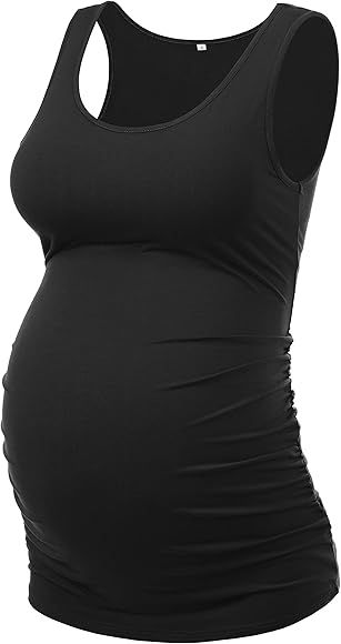Peauty Maternity Tank Tops Plus Sizes Regular Sleeveless Ruched Clothes | Amazon (US)
