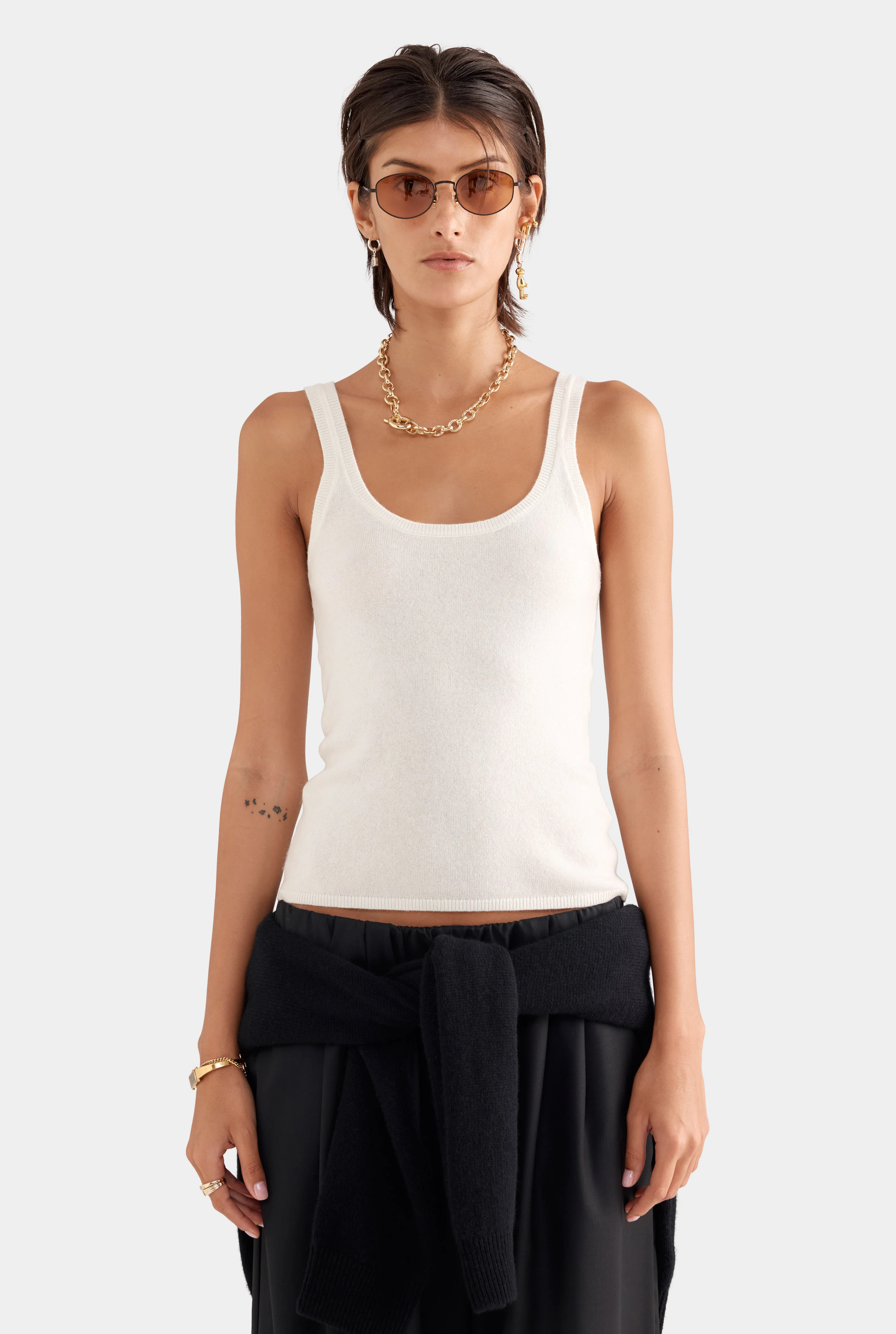 Womens Cashmere Tank in Off White | Venroy | Venroy AU
