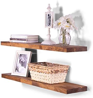DAKODA LOVE 36" x 8" Butcher Block Solid Wood Floating Shelves | Premium Handmade Quality | Easy ... | Amazon (US)