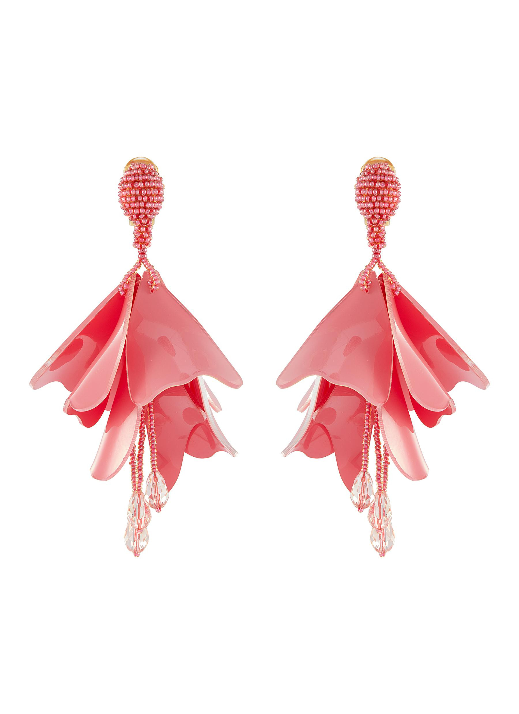 'Large Impatiens' petal glass crystal drop clip earrings | Lane Crawford (Global)