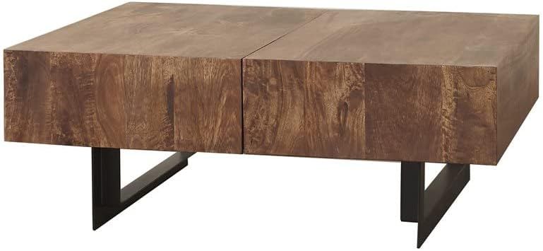 Mod-Arte Glide Brown Modern Hard Wood Coffee Table with Sliding Top | Amazon (US)