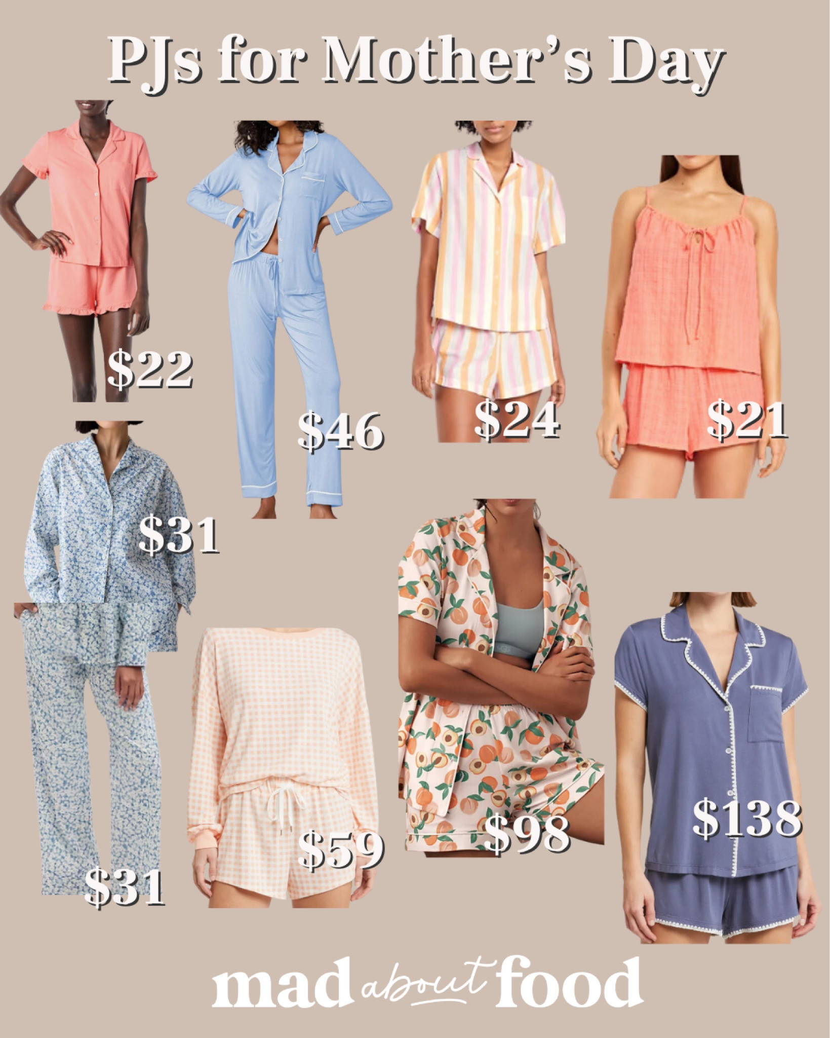 Pajama options  for  Mother’s Day gift ideas!! I tried to share a variety of price points, but the splurge ones are sometimes really worth it!!