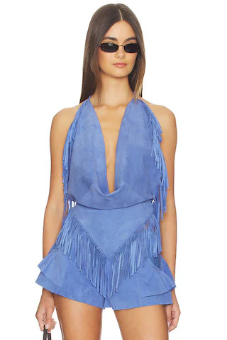 Understated Leather Fringed Halter Top in Palace Blue from Revolve.com | Revolve Clothing (Global)