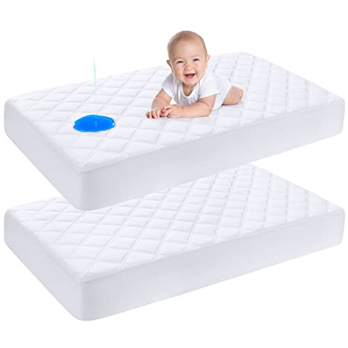 Yoofoss Waterproof Crib Mattress Protector 2 Pack, Quilted Crib Mattress Pad Cover Ultra Soft and Breathable, Machine Washable Toddler Mattress Protector for Standard Baby Crib Size 52''x28'' | Amazon (US)