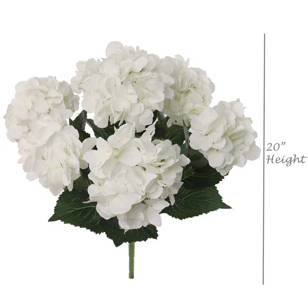 20" Hydrangea Bush with 7 Flowers - Artificial Hydrangea Decor | Wayfair North America