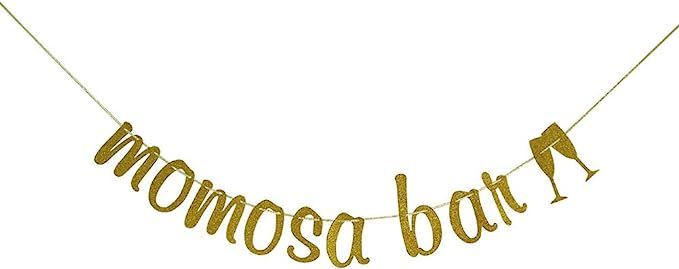 Momosa Bar Banner Gold Glitter, Baby Shower Bunting Sign, Bridal Shower Party Decors, Bachelorett... | Amazon (US)