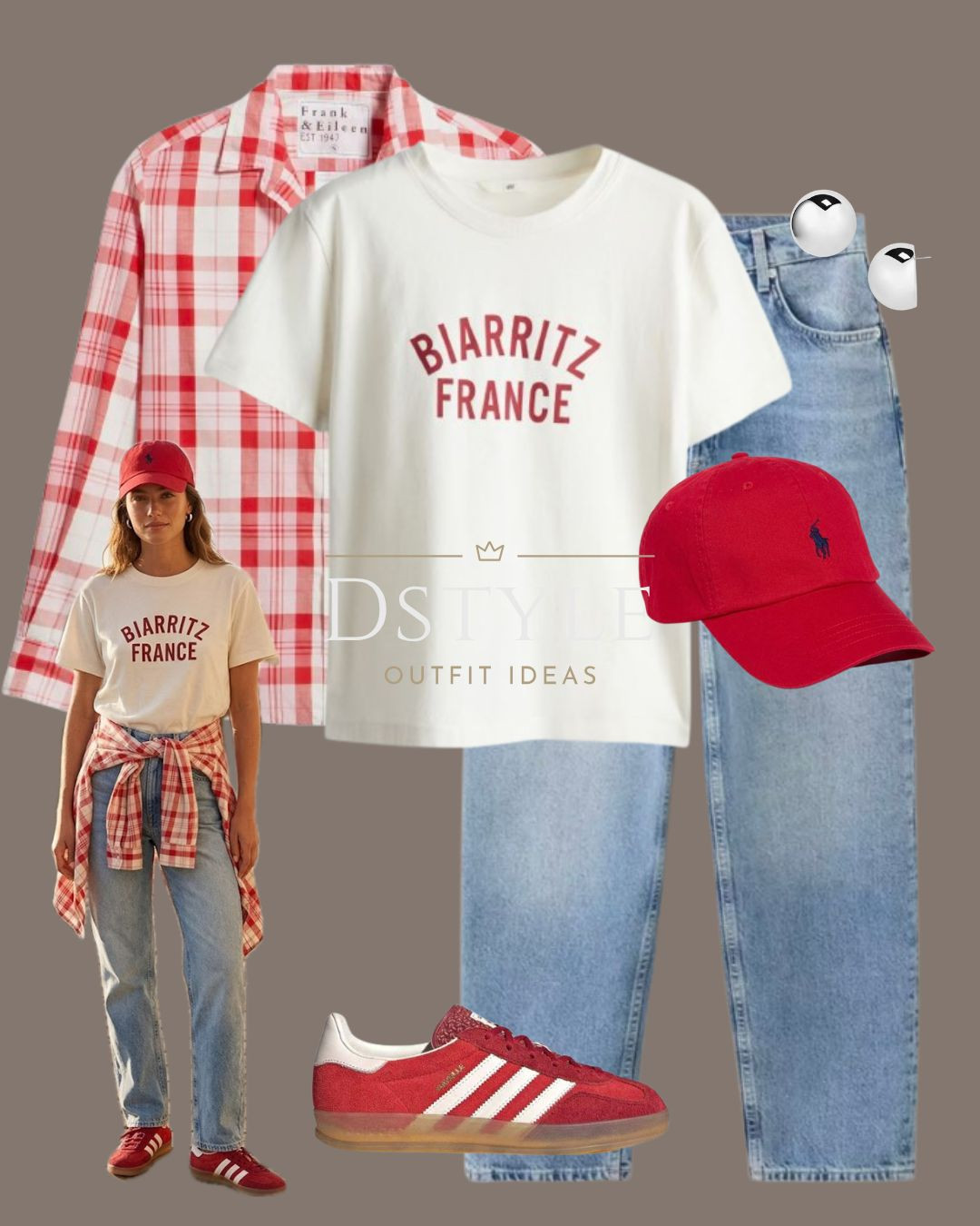 Casual, cool, and a little bit sporty 👟 Tying a red gingham button-down around the waist of a classic graphic tee and light-wash boyfriend jeans. Topped it off with a matching red baseball cap and retro sneakers for the perfect off-duty look.

#LTKootd