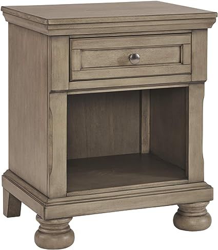 Signature Design by Ashley Lettner Modern Traditional 1 Drawer Nightstand, Light Gray | Amazon (US)