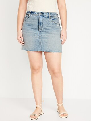 Mid-Rise OG Straight Cut-Off Jean Mini Skirt | Old Navy (US)