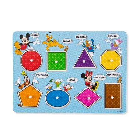 Melissa & Doug Disney Mickey Mouse Shapes and Colors Wooden Peg Puzzle (8 pcs) | Walmart (US)