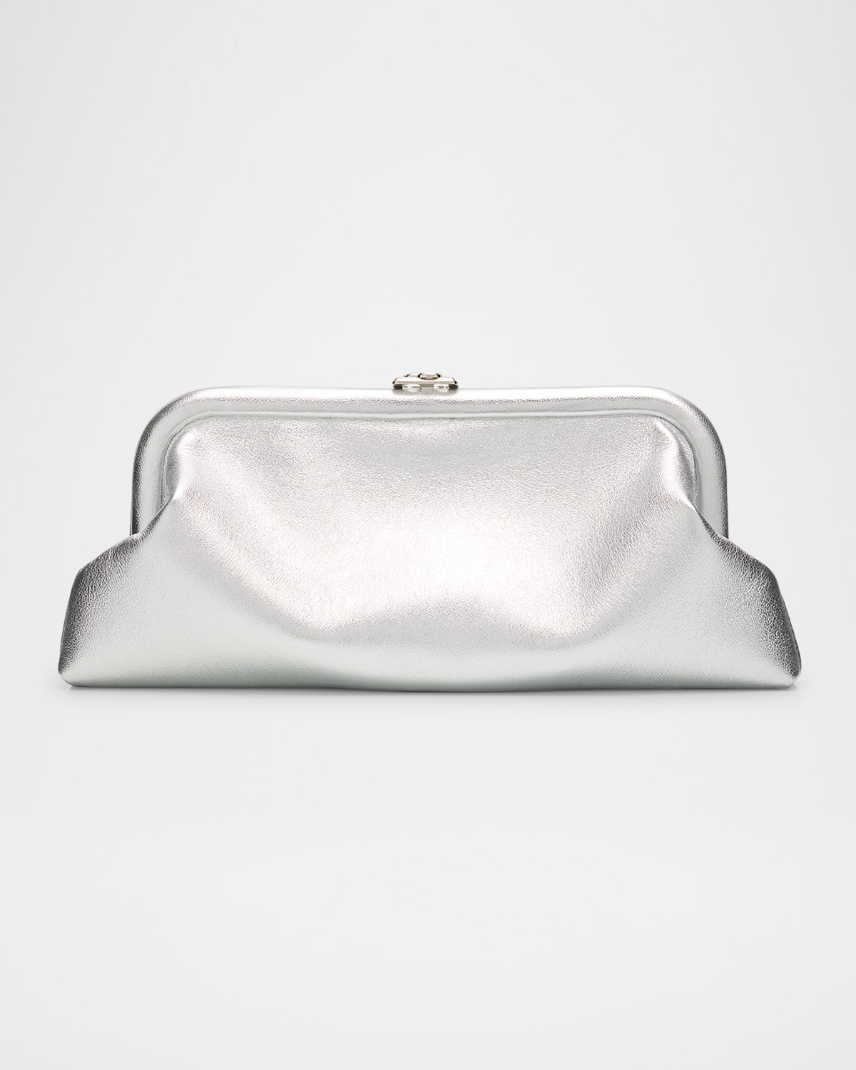 Skylar Frame Metallic Leather Clutch Bag | Neiman Marcus