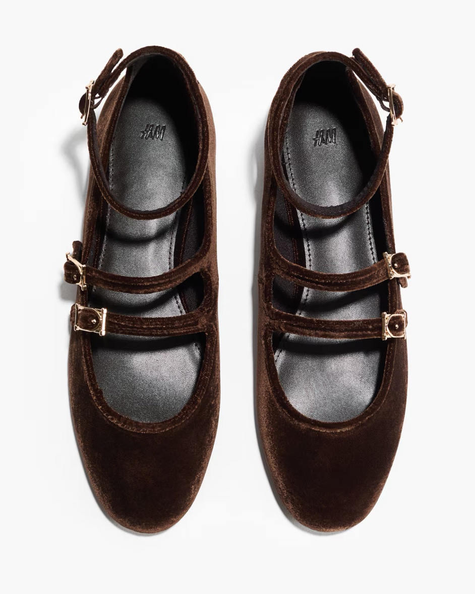 Strappy brown velvet ballet flats with

#LTKSeasonal