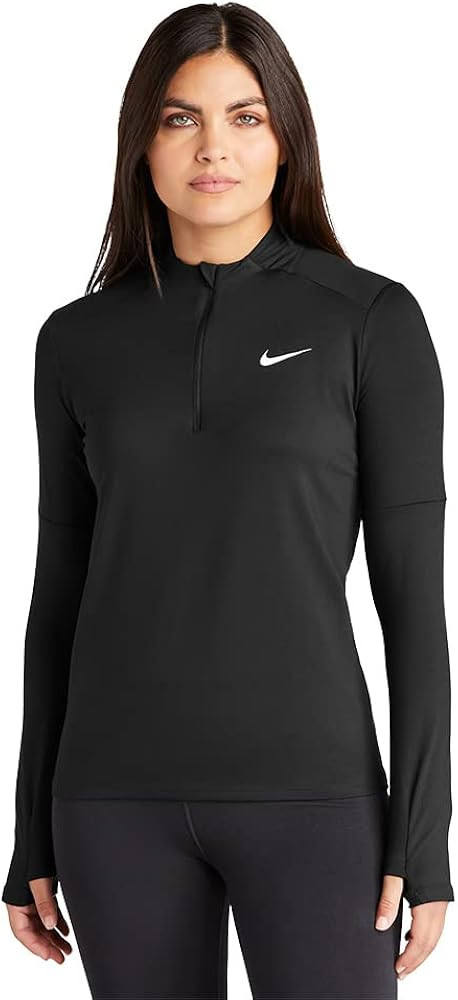 Nike Women's Dri-Fit Element Long Sleeve Running Top, Black/White, S | Amazon (US)