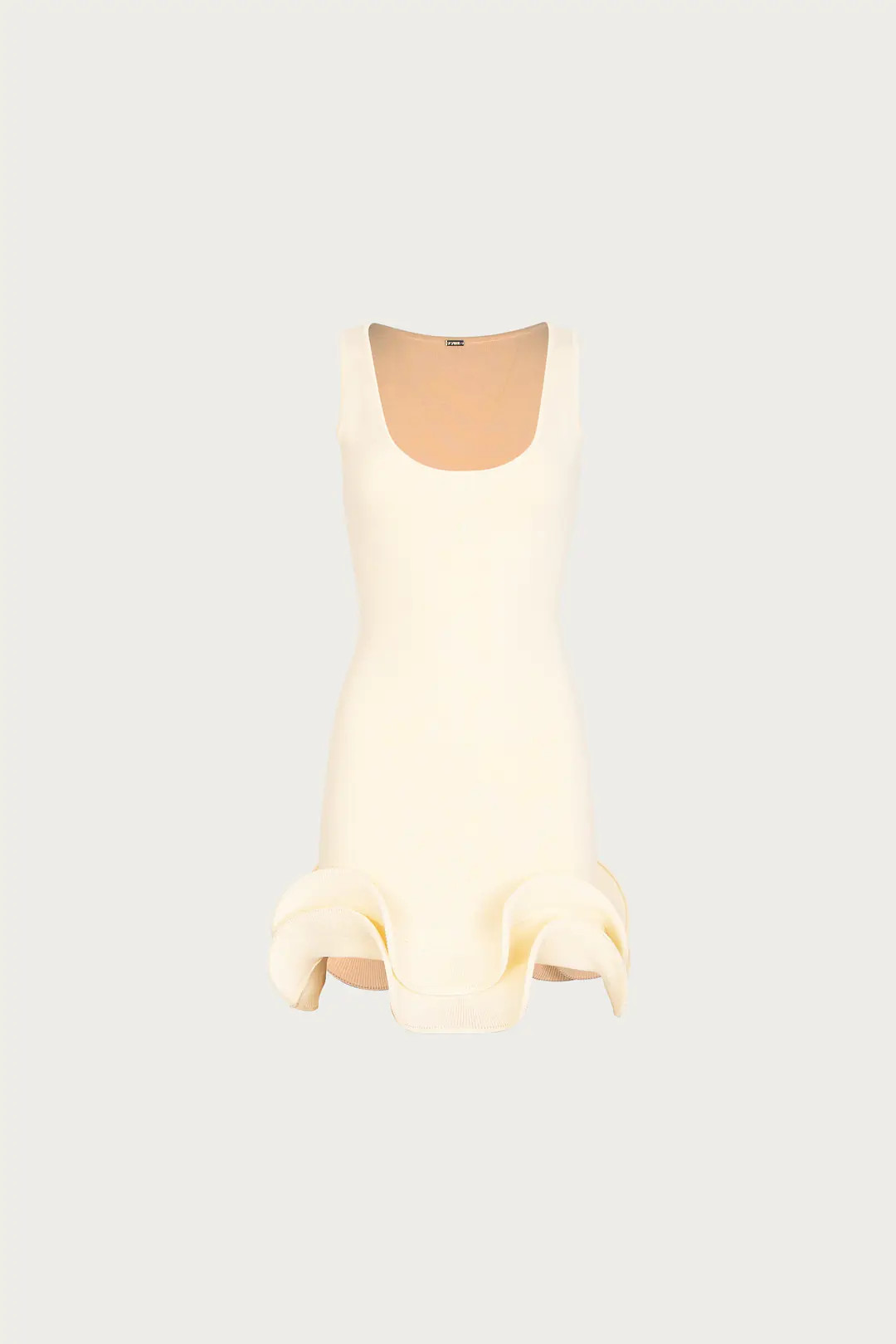 Double Ruffle Hem Mini Dress (Cream) | SAME