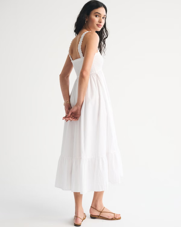 A&F Sydney Smocked Convertible Midi Dress | Abercrombie & Fitch (US)