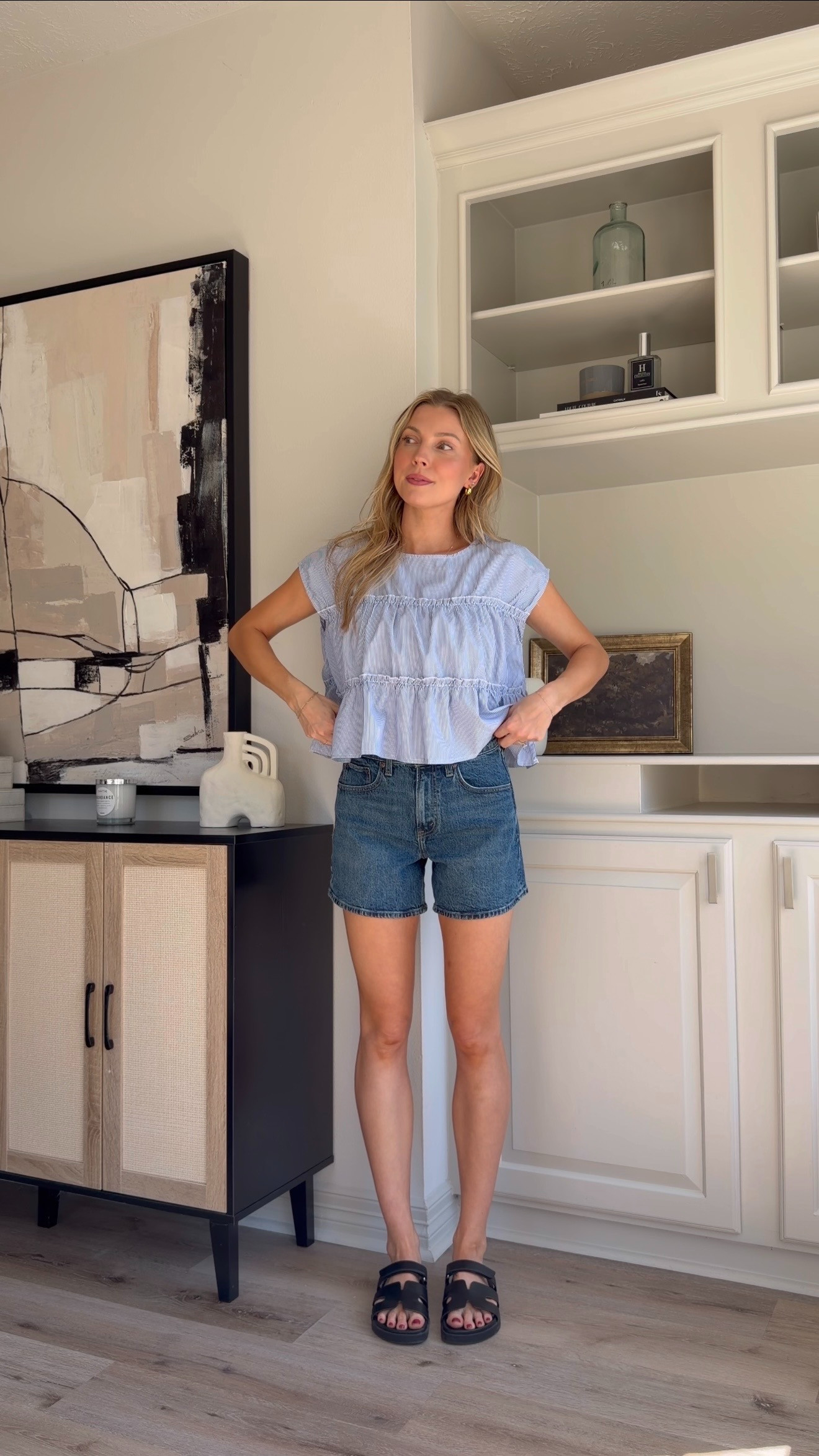 Loving this smocked flowy blouse for spring! Perfect for nursing. Wearing s 
 

 