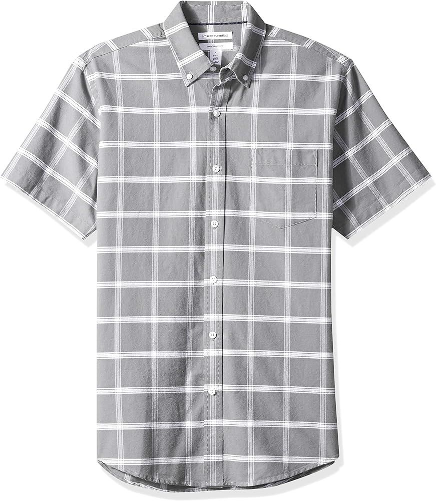 Amazon Essentials Men's Regular-Fit Short-Sleeve Pocket Oxford Shirt | Amazon (US)