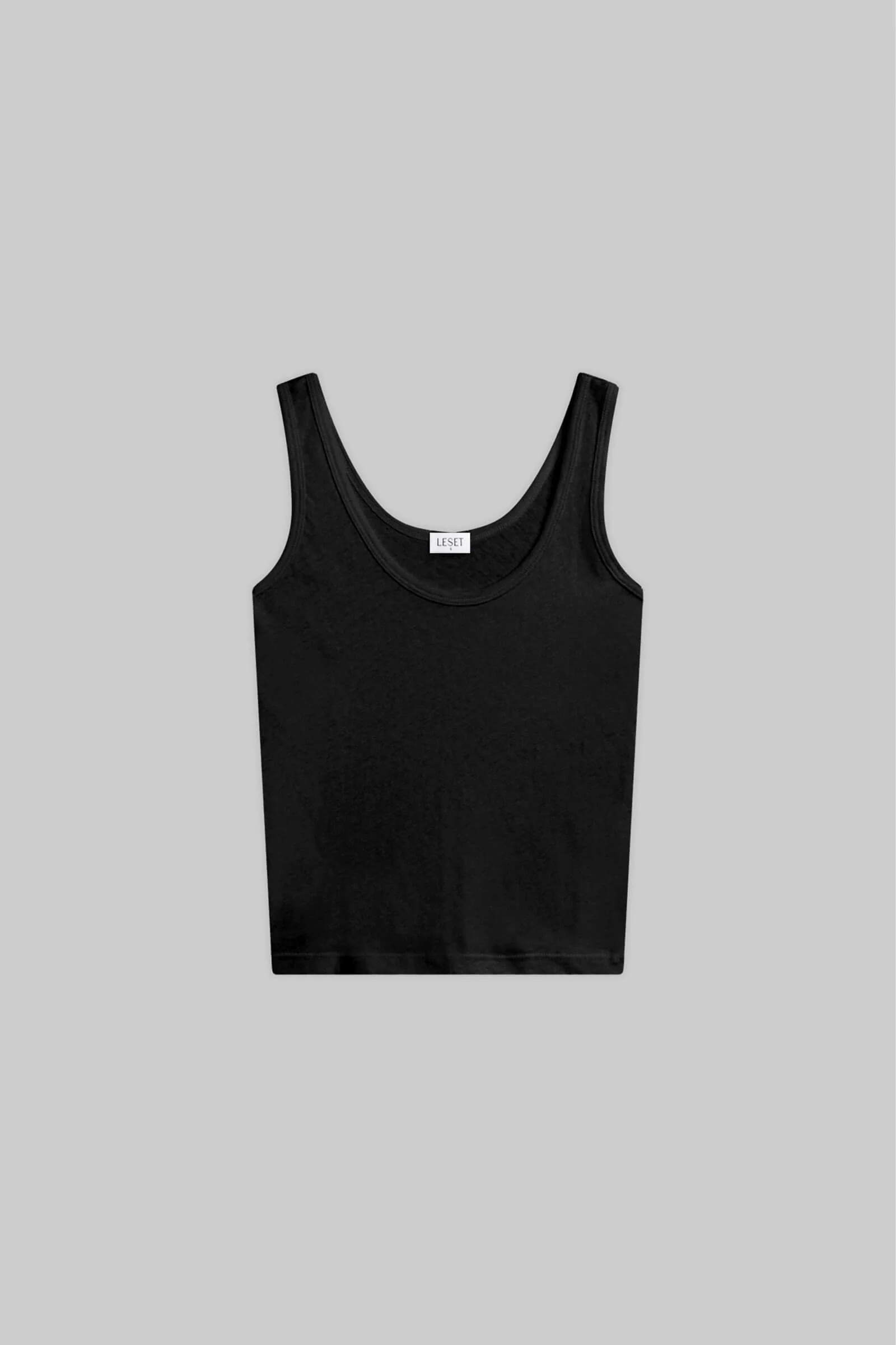 LESET Laura Scoop Neck Tank in Black in Cotton | LESET