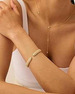PAVOI 14k Gold Plated Cuff Bracelets | CZ Cuff Gold Bracelets for Women with Premium Pave Setting... | Amazon (US)