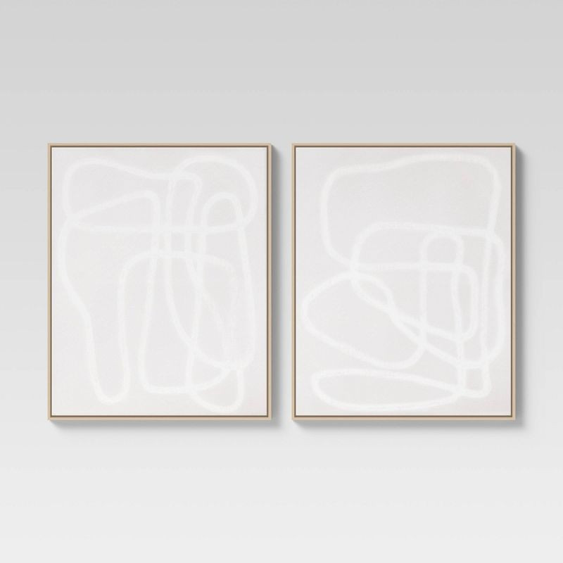 (Set of 2) 24" x 30" Line Drawing Wall Canvases Gray/White - Threshold™ | Target