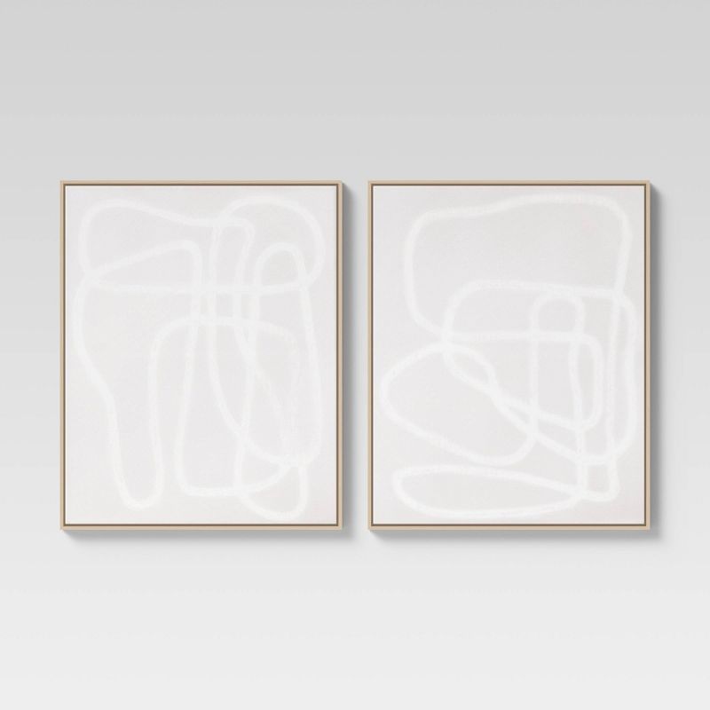 (Set of 2) 24&#34; x 30&#34; Line Drawing Wall Canvases Gray/White - Threshold&#8482; | Target
