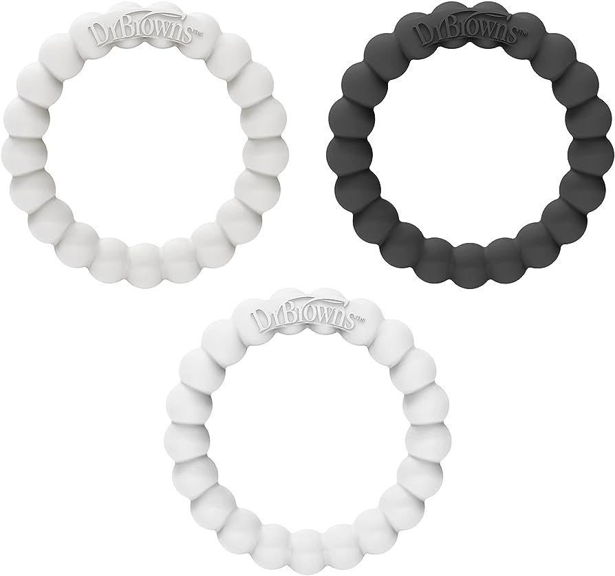 Dr. Brown’s Flexees Beaded Baby Teether Rings, Soft 100% Silicone, 3 Pack, Black, White, Gray, ... | Amazon (US)
