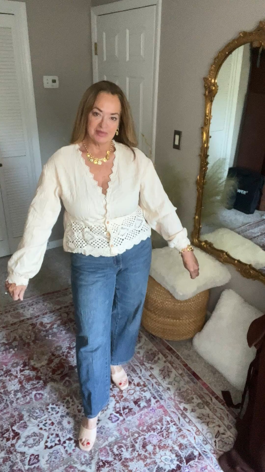Beautiful bohemian blouse with gorgeous crochet hem details and scalloped sleeve edges.

#LTKTravel #LTKootd #LTKgrwm
