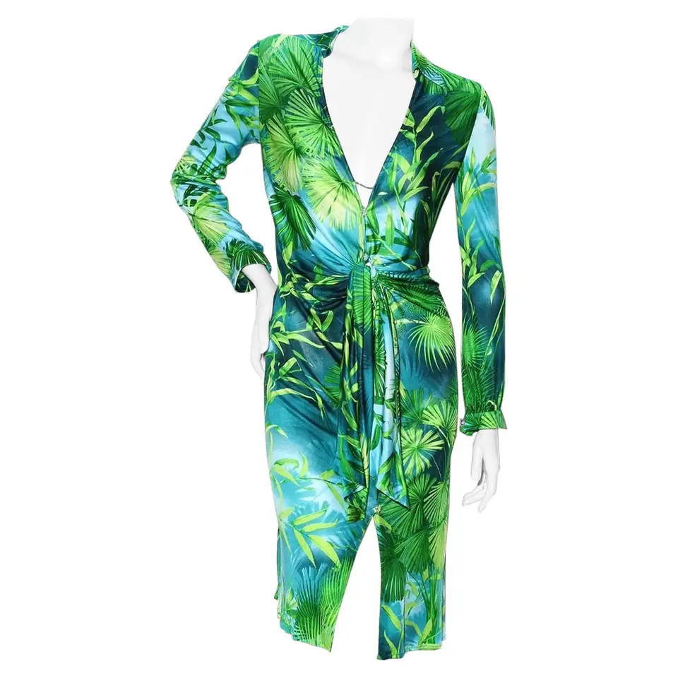 Gianni Versace Print Jersey Dress SS2000 | 1stDibs