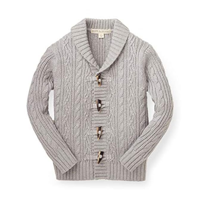 Hope & Henry Boys' Shawl Collar Sweater Cardigan with Toggles Made with Organic Cotton | Amazon (US)