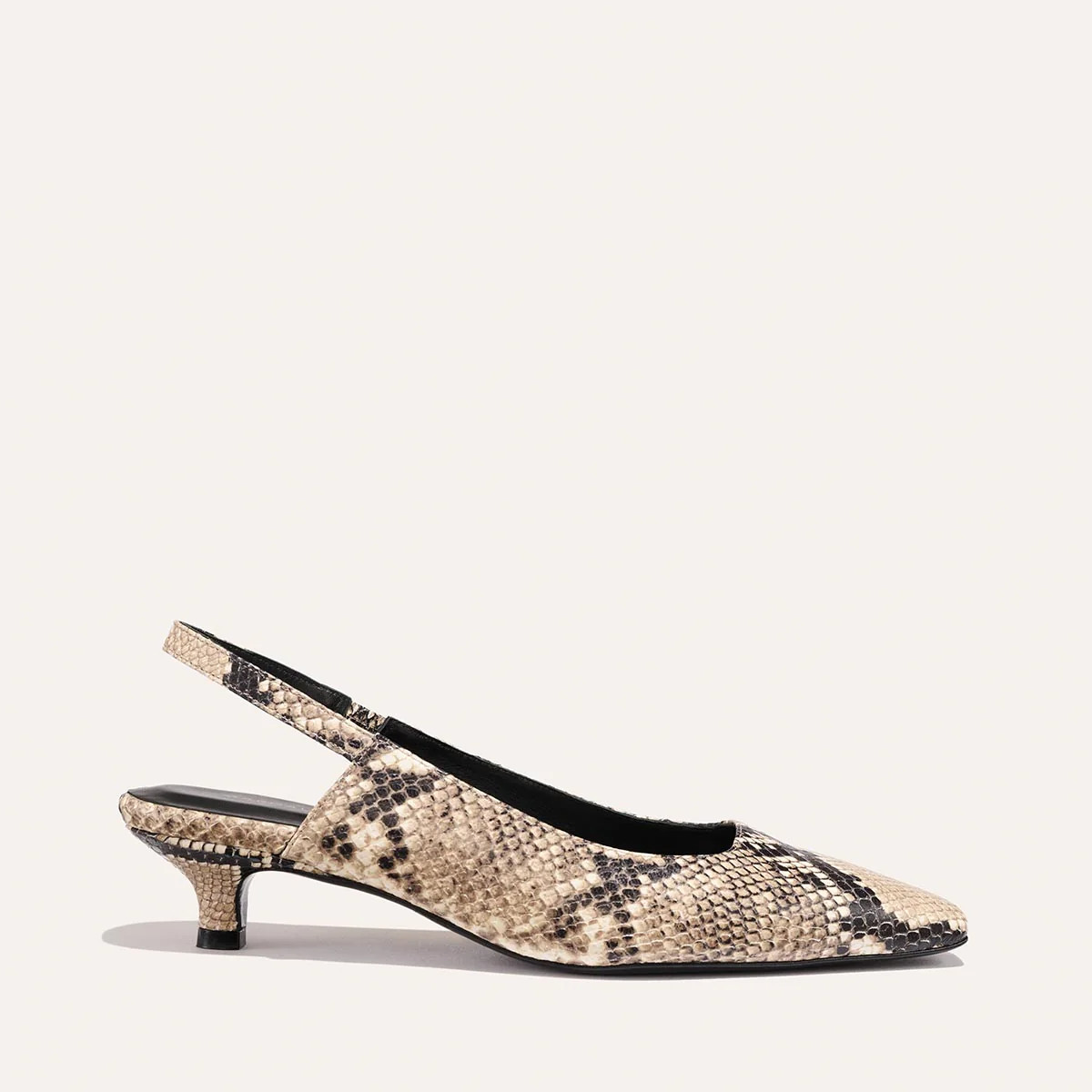 Sling Back Kitten Heels in Python Embossed Leather | The Sofia Sling | Margaux