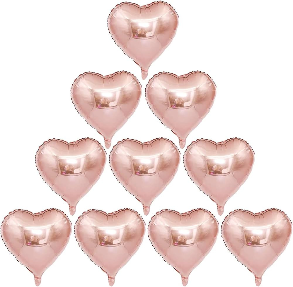 [10 Pack] ADAND Heart Shape Foil Balloons, 18" Mylar Balloons Rainbow Colorful Decoration for Bir... | Amazon (US)
