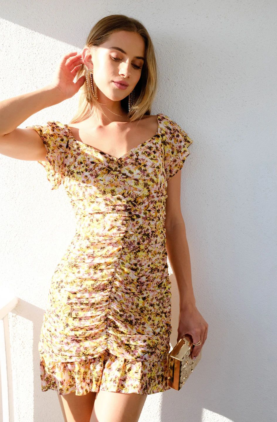Shirred Flutter Mini Dress | ASTR The Label (US)