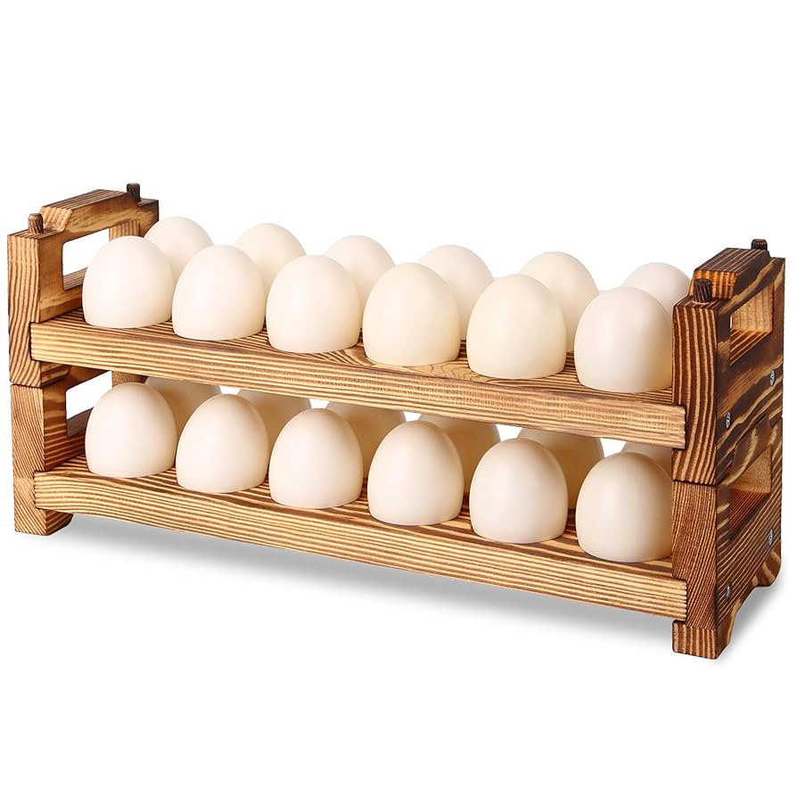 CVHOMEDECO. Wooden Egg Holder Fresh Egg Holders Countertop Firewood Egg Collecting Rack for Gathe... | Amazon (US)