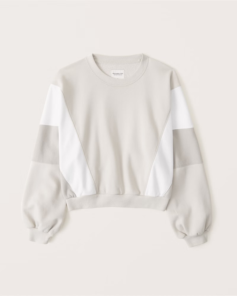 Women's Balloon Sleeve Colorblock Crew Sweatshirt | Women's Tops | Abercrombie.com | Abercrombie & Fitch (US)