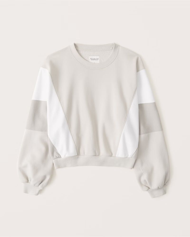 Balloon Sleeve Colorblock Crew Sweatshirt | Abercrombie & Fitch (US)