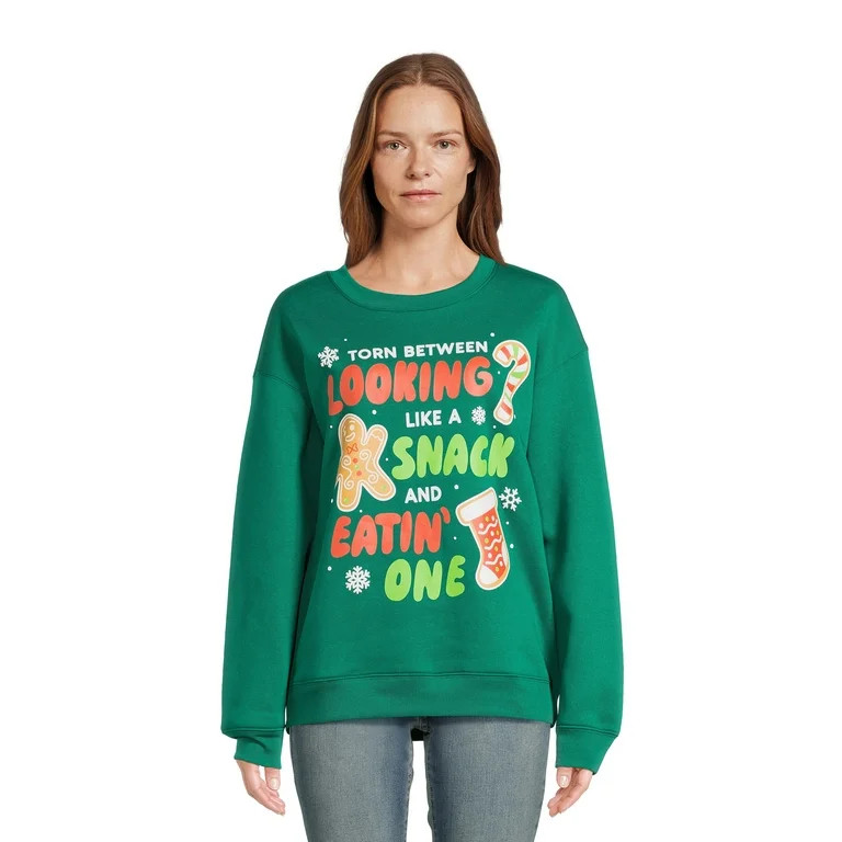 Christmas Juniors’ Looking Like a Snack Graphic Sweatshirt, Sizes XS-XXXL | Walmart (US)