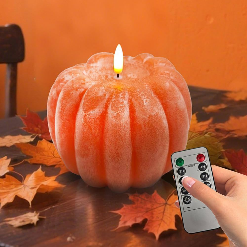 Fall Decor, Fall Decorations for Home - Flameless Pumpkin Candle with Timer Remote - Room Bedroom... | Amazon (US)