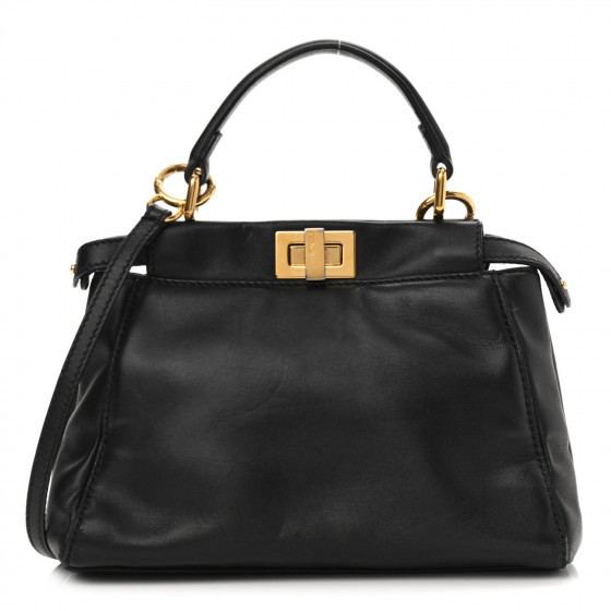 FENDI Nappa Mini Peekaboo Iconic Satchel Black | FASHIONPHILE (US)