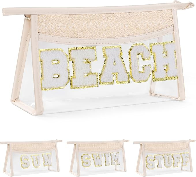 Etercycle Boho Patch BEACH Makeup Bag, Clear PVC Travel Toiletry Bag Waterproof Beach Bags for Wo... | Amazon (US)