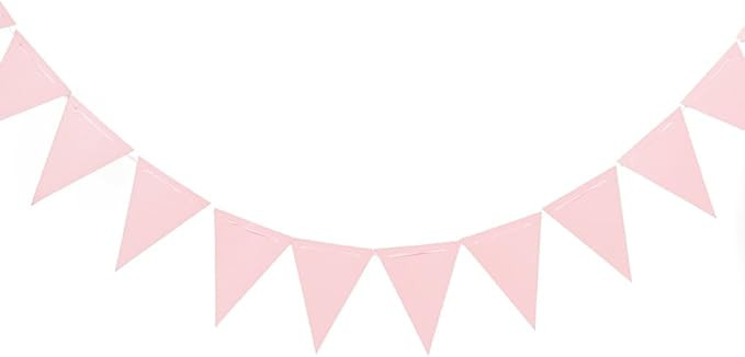 ZOOYOO Banderines con purpurina rosa de 19.7 ft, banderines triangulares de papel, banderines pa... | Amazon (US)