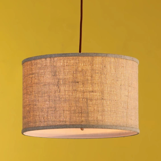 16" Burlap Drum Shade Pendant | Shades of Light