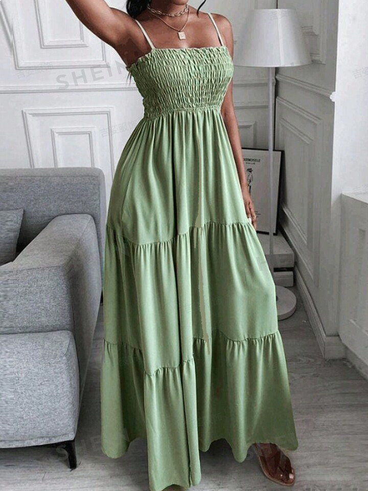 SHEIN Frenchy Women's Shirred Ruffle Hem Cami Dress | SHEIN