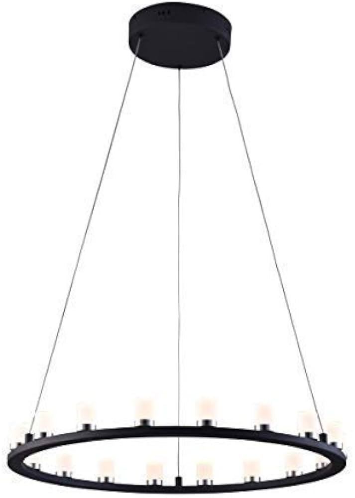 mirrea 36W Modern Dimmable LED Chandelier Pendant Light Warm White Round Shape Matte Steel Black ... | Amazon (US)