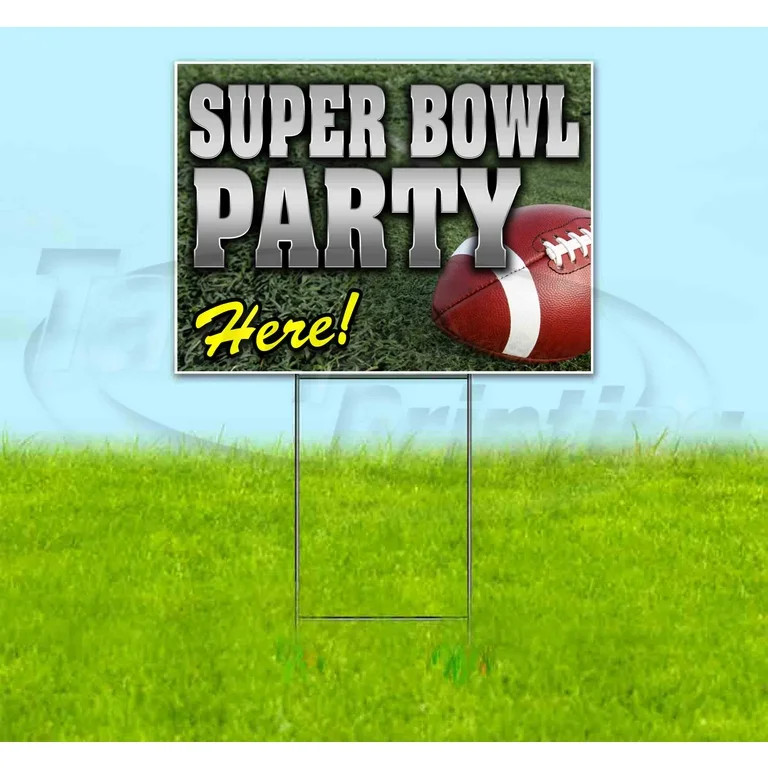 Super Bowl Party Here (18" x 24") Yard Sign, Includes Metal Step Stake | Walmart (US)