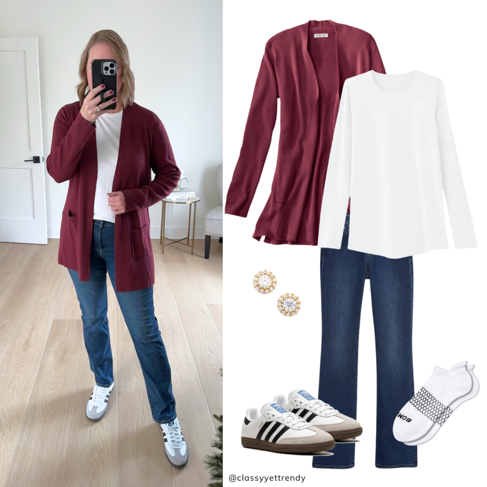 Comfy-Casual work at home outfit What are you wearing today?

cardigan, white tee, dark wash straight jeans, Adidas Sambas leather sneakers, Bombas ankle socks

#LTKMidsize