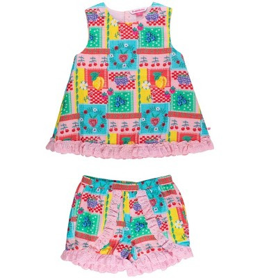 RuffleButts Girls Cotton Gauze Swing Top and Short Set - Picnic Party, 8 | Target