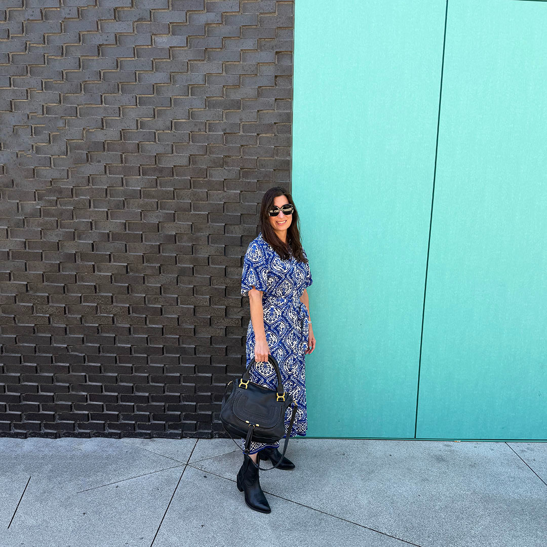 Love this light and breezy summer dress. It can be dressed up or down. With black boots, I can walk for miles! Love that! 

 #LTKootd #LTKOver40