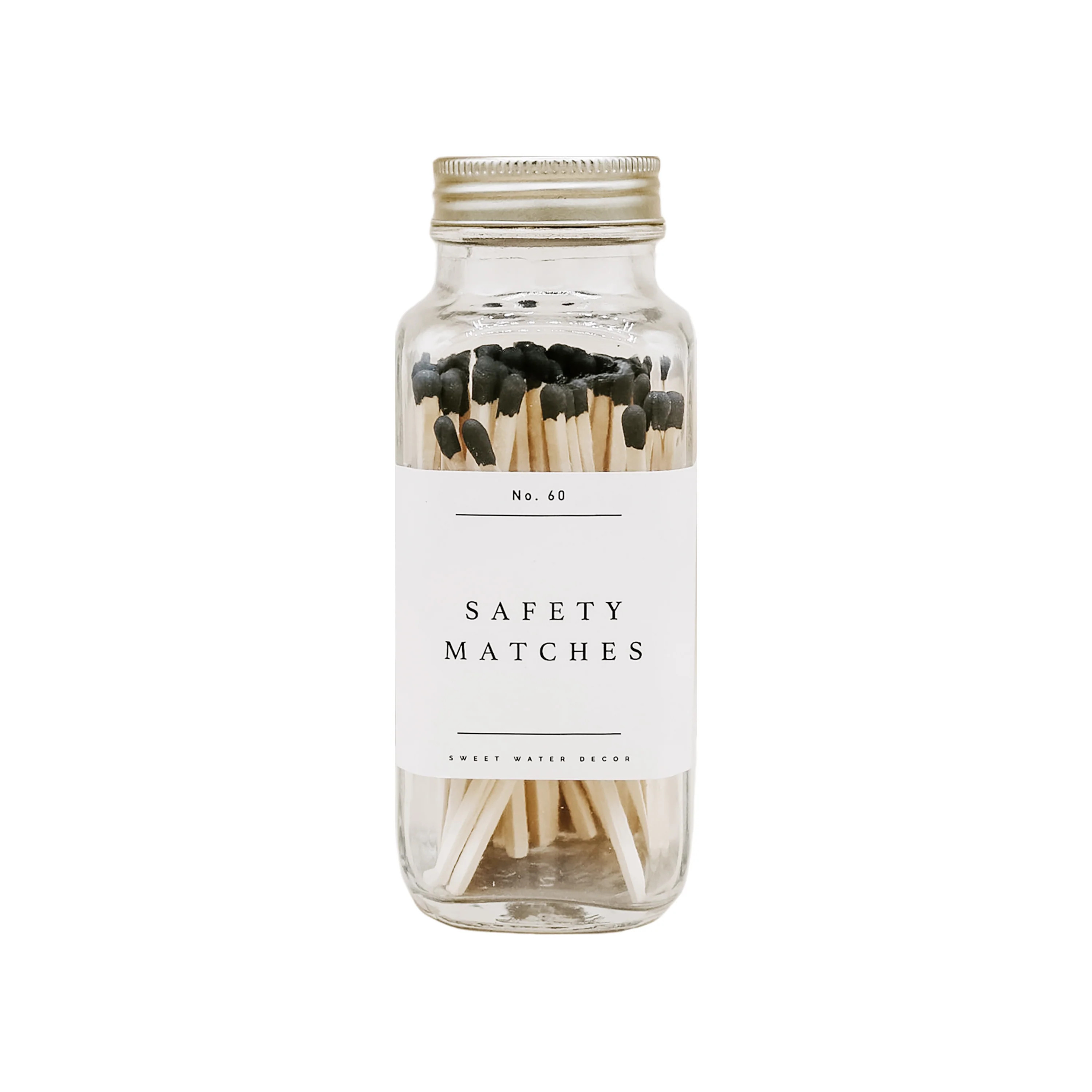 Safety Matches - Black - 60 Count, 3.75" | Sweet Water Decor, LLC