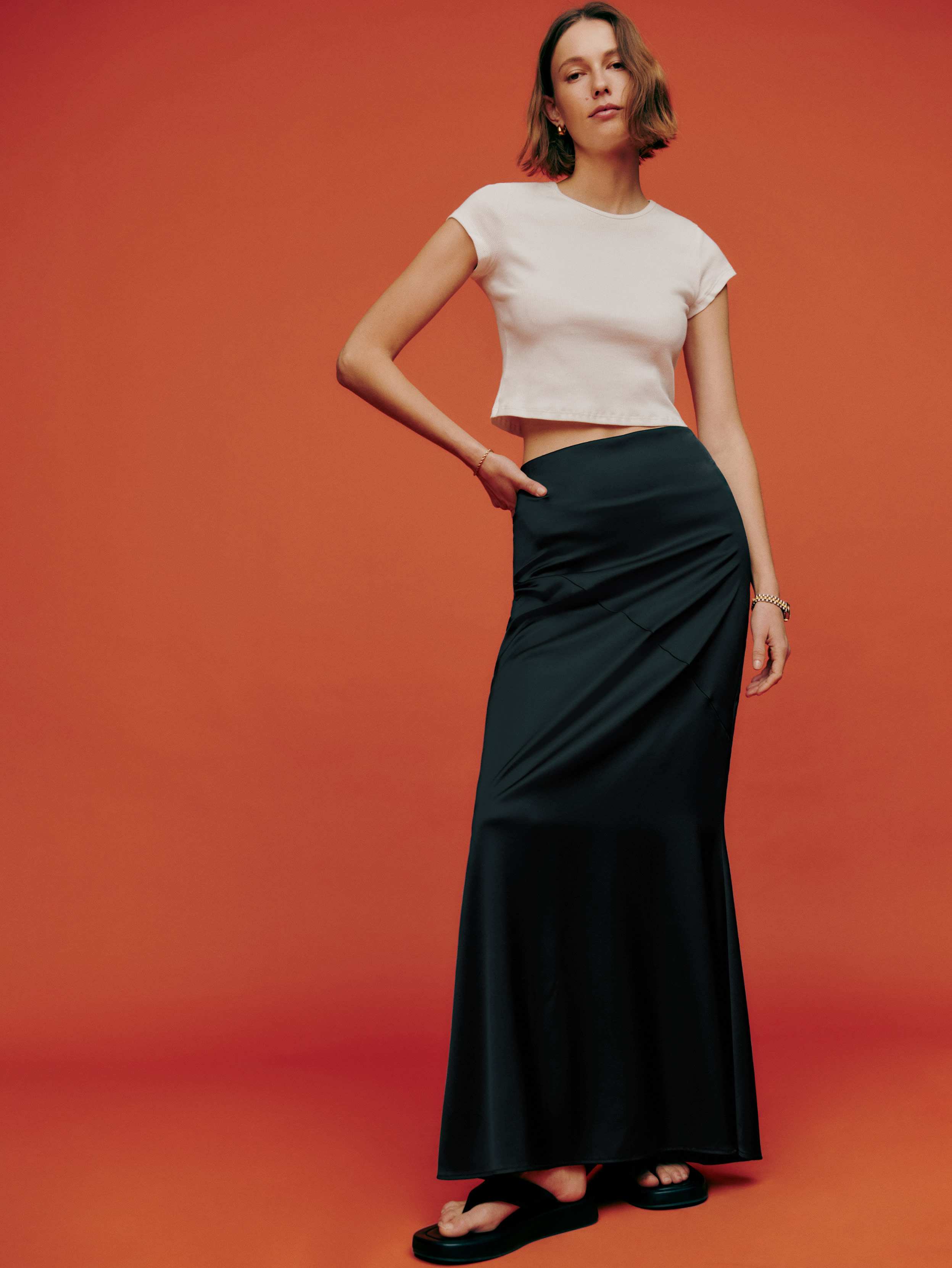 Isabel Satin Skirt | Reformation (Global)